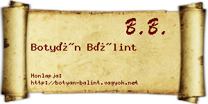 Botyán Bálint névjegykártya